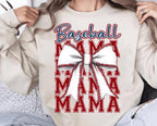 Baseball Mama Coquette Bow DTF Transfer | Vintage Sports Graphic