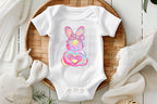 Easter Bunny Baby Onesie with Hand Painted Brushstroke Design
