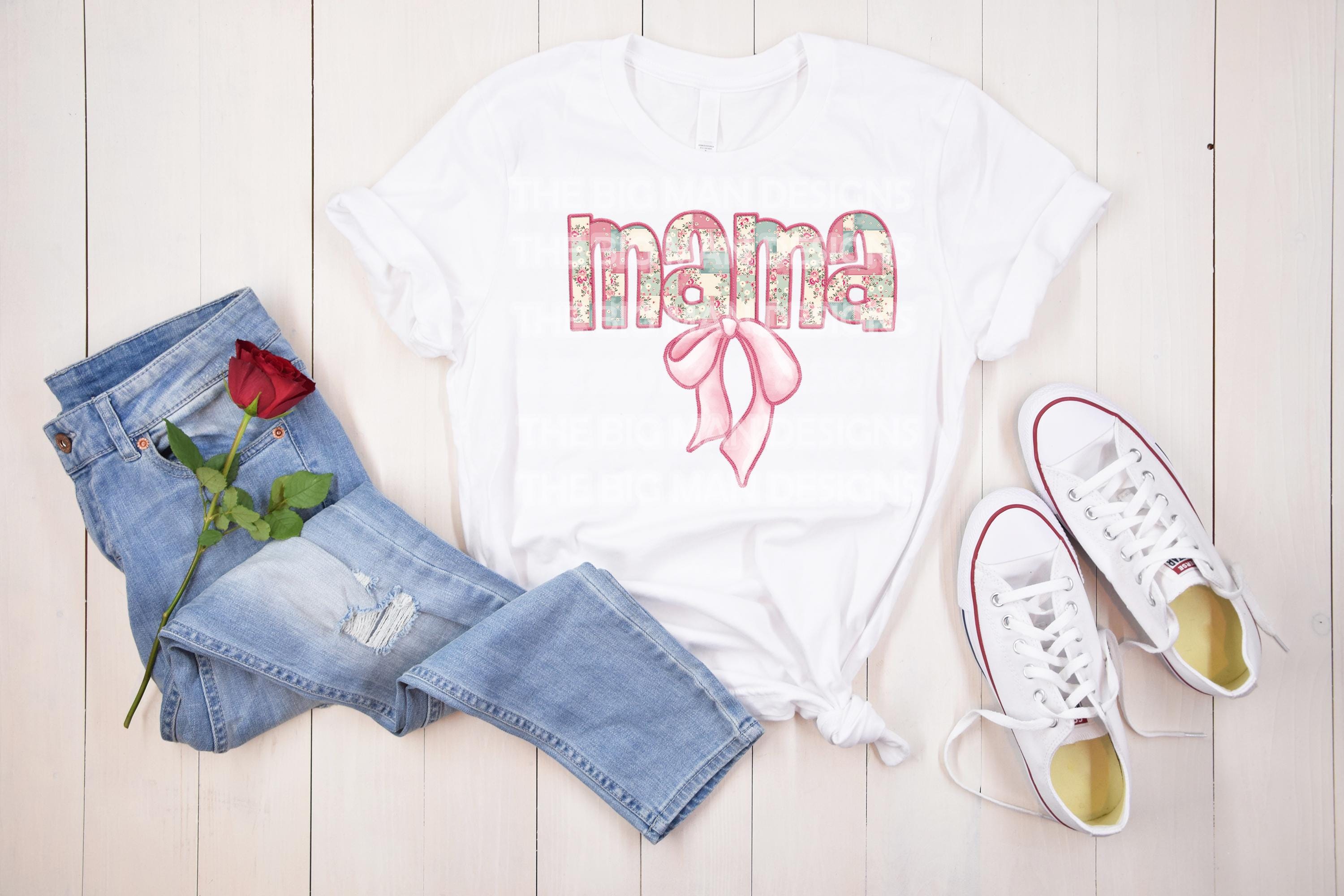 Mama Faux Quilted Embroidered Tee – Pastel DTF Printed Shirt with Coquette Bow

✨ Product Description: ✨
Celebrate motherhood in style with our Mama Faux Quilted Embroidered Tee. This beautifully crafted shirt features an elegant pastel design with intricate faux quilted details and a charming coquette bow—perfect for expressing mama pride. Printed using advanced Direct-to-Film (DTF) technology on premium fabric, this tee delivers a vibrant, long-lasting finish with a soft, comfortable feel.