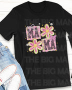 Mama Boho Doodle Flowers Tee – DTF Printed Shirt