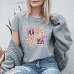 Mama Boho Doodle Flowers Tee – DTF Printed Shirt