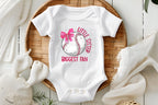 Little Sister Baseball Shirt | Pink Bow, Faux Glitter Print