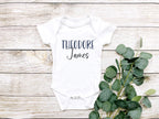 Personalized custom name onesie. Handwritten first and middle name. Available in 10 different color Gerber onesies. Great baby shower gift or baby announcement.
