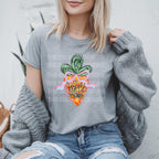 Hop into the Easter spirit with this adorable Coquette Carrot design! Featuring a brushstroke carrot that says Happy Easter with a charming coquette bow, this transfer is the perfect way to add some sweetness and playful charm to your Easter wardrobe. The design captures the joy of Easter with a delicate, whimsical touch, making it ideal for  the holiday. Whether you're crafting a shirt for yourself, a gift, or a special event, this design is sure to bring smiles. Looks great on gray!