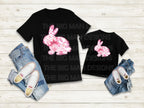 Elevate your Easter and spring wardrobe with this stunning Floral Pink Toile Chinoiserie Full Bunny DTF Transfer! This design features a detailed full-body bunny silhouette, adorned with an elegant pink floral toile pattern, perfect for creating a vintage-inspired, sophisticated look. Whether you’re crafting a stylish Easter shirt, a delicate spring piece, or a timeless fashion statement, this transfer is the perfect addition to your collection. On a black shirt