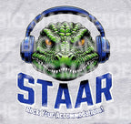 Get ready to rock testing season with our STAAR Rock Your Accommodations T-shirt! Featuring a bold gator head wearing oversized headphones, this shirt is perfect for teachers, administrators, and education staff who want to bring some fun and motivation to test prep. Close up on sports grey