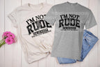 For the bold, the blunt, and the unapologetically honest—this "I'm Not Rude, I'm Honest – You're Just Sensitive" DTF transfer is perfect for those who speak their mind without sugarcoating it! Featuring a trendy, edgy design, this print is great for making a statement at work, with friends, or just in everyday life. on natural and sport grey