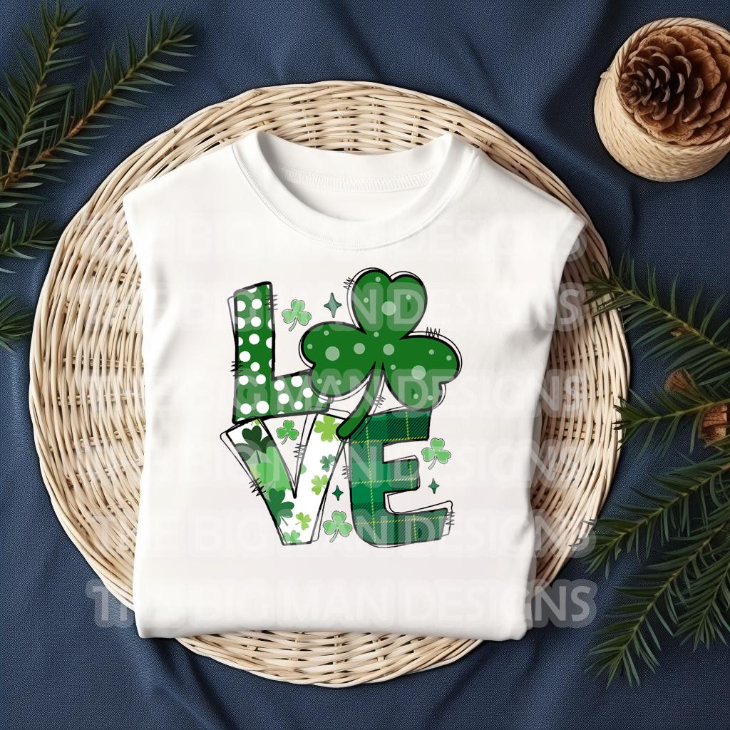 Celebrate St. Patrick’s Day with this adorable "Love" DTF transfer featuring a shamrock as the O in the word “Love”! This festive green design combines the spirit of the holiday with the cuteness of a shamrock, making it perfect for creating lucky St. Patrick's Day outfits. Whether you're heading to a celebration or just want to add a little festive charm to your wardrobe, this ready-to-press DTF transfer is the perfect way to bring some luck and love into your day!