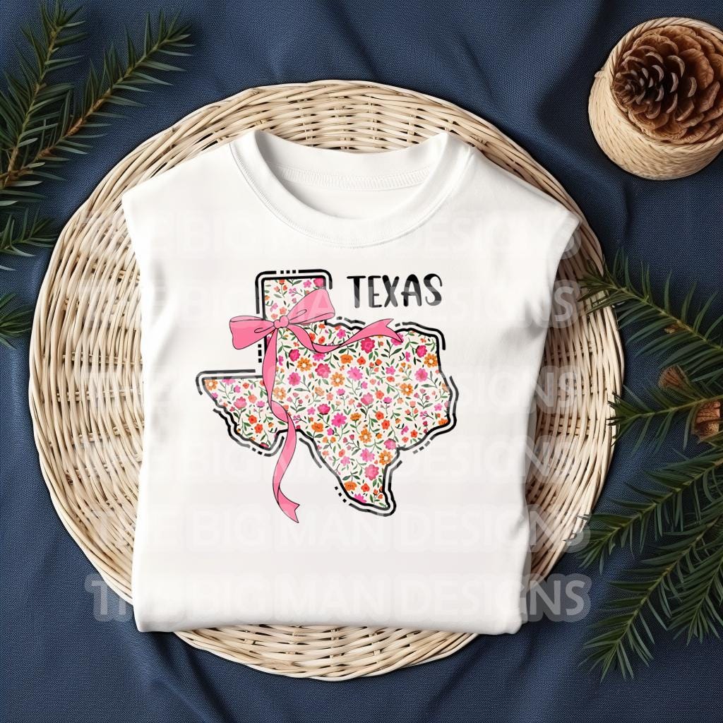 Show off your Texas pride with a feminine, coquette twist! This State Floral Coquette Texas DTF transfer features a beautifully hand-drawn Texas silhouette, adorned with delicate floral details and a soft, vintage-inspired aesthetic. Whether you're a proud Texan, a country girl at heart, or just love Southern charm, this design is perfect for rodeo season, boutique apparel, and everyday wear!