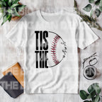 Step up your game day look with this Tis the Season Retro Baseball Game Day DTF Transfer! Featuring a vintage-inspired design, this transfer is perfect for creating trendy baseball shirts, sweatshirts, and more. Just press and go—no weeding required! on white toddler tshirt