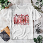 Create the perfect Valentine’s Day shirt with this ready-to-press Direct to Film (DTF) transfer! Featuring a vintage-inspired retro design, this transfer adds a touch of nostalgic charm to any t-shirt. Whether you're celebrating love, Galentine’s Day, or just want a stylish Valentine’s look, this print is a must-have! on a toddler white tshirt
