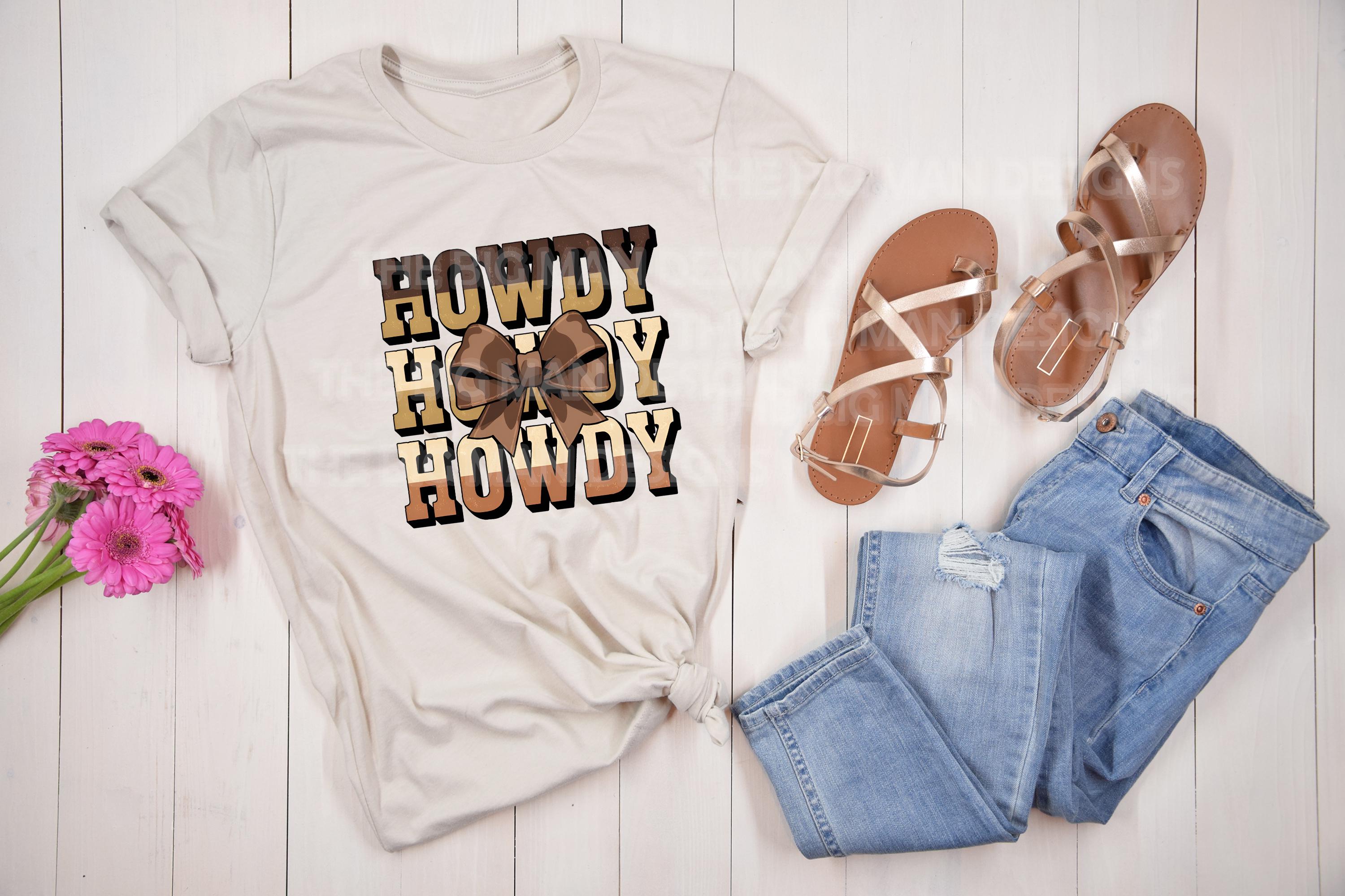 Howdy Cowgirl DTF Transfer | Western Coquette Bow Print