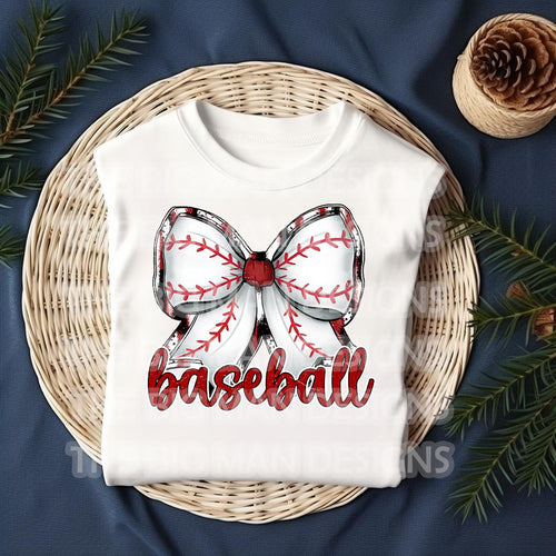 Baseball Bow DTF Transfer | Retro Hand Lettered Design