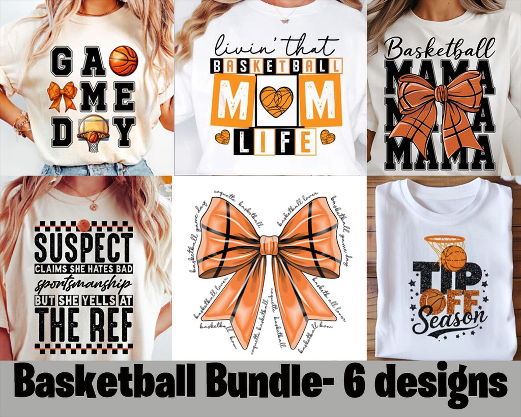 Basketball DTF Transfer Bundle | Coquette Bow, Game Day Designs (6-Pack)