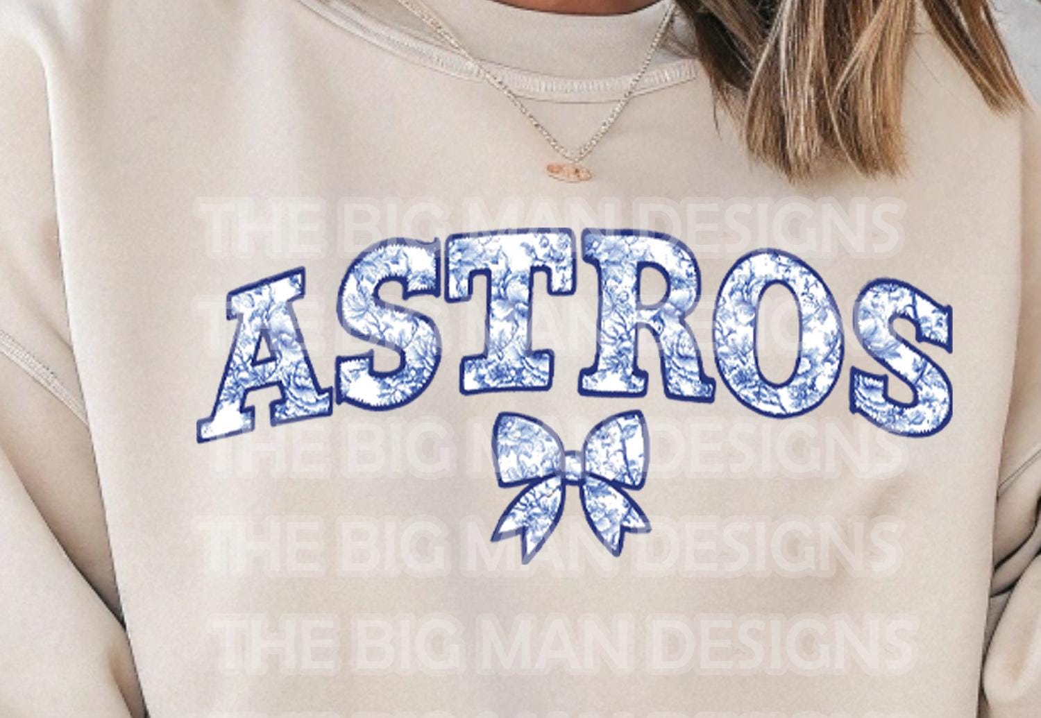 ASTROS Faux Embroidery Appliqué with Toile Design DTF Transfer

Give your shirts a vintage-meets-trendy vibe with this ASTROS Faux Embroidery Appliqué DTF Transfer featuring a toile fabric-inspired design! This high-quality direct-to-film (DTF) transfer mimics the look of embroidered appliqué with a faux quilted baseball and a delicate coquette bow, all in classic Astros blues, oranges, and whites. closeup