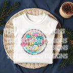 "Colorful teacher love inspire motivate t-shirt folded on basket"