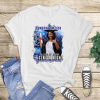 Custom Senior Graduation DTF Transfers featuring personalized photo designs in red, blue, yellow, black, and orange school colors with "Senior 2025" and "Congratulations" text for DIY graduation shirts.