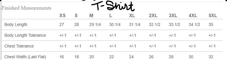 tshirt sizing