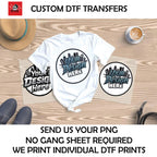 🎨 Have a design ready and need it printed? Let us take care of it!
Our Custom DTF Transfer Printing Service makes it EASY to bring your designs to life. Just upload your high-quality PNG file and we’ll print your custom DTF transfer — no gang sheet required — and ship it ready for you to press!
