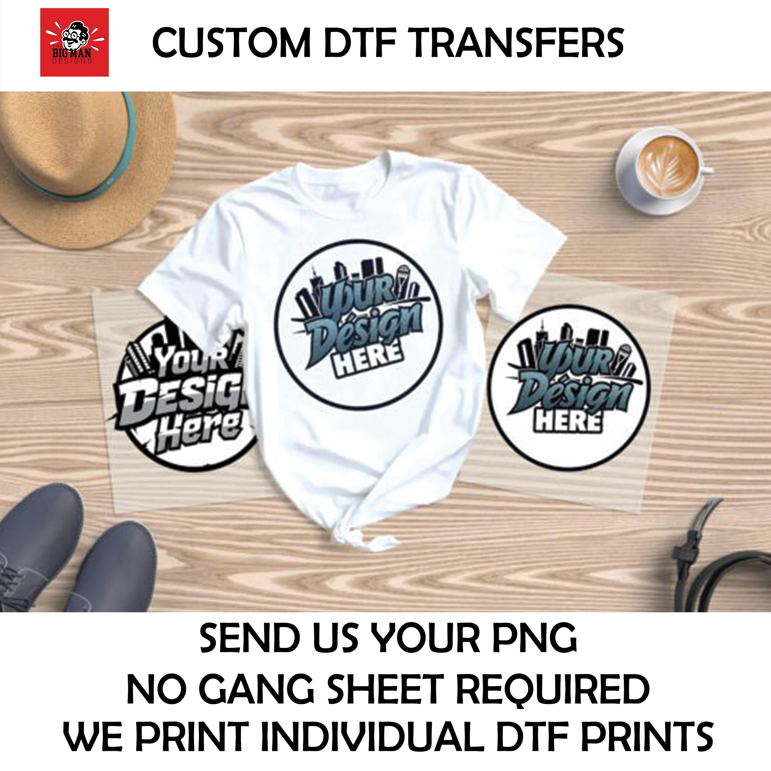 🎨 Have a design ready and need it printed? Let us take care of it!
Our Custom DTF Transfer Printing Service makes it EASY to bring your designs to life. Just upload your high-quality PNG file and we’ll print your custom DTF transfer — no gang sheet required — and ship it ready for you to press!