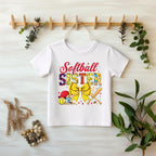 Softball Sister Baby Onesie & Toddler T-Shirt | Cute Softball Fan Outfit | Sports Sister Gift | Baseball Family | Game Day Apparel
Celebrate the littlest softball fan in your family with this adorable "Softball Sister" baby onesie and toddler t-shirt! Perfect for cheering on siblings during games or simply showing off family pride. Featuring vibrant colors, a cheerful softball-themed design with a large yellow bow, bat, helmet, and fun softball graphics, this outfit is sure to be a hom