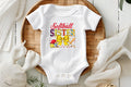 Softball Sister Baby Onesie & Toddler T-Shirt | Cute Softball Fan Outfit | Sports Sister Gift | Baseball Family | Game Day Apparel
Celebrate the littlest softball fan in your family with this adorable "Softball Sister" baby onesie and toddler t-shirt! Perfect for cheering on siblings during games or simply showing off family pride. Featuring vibrant colors, a cheerful softball-themed design with a large yellow bow, bat, helmet, and fun softball graphics, this outfit is sure to be a hom