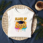 Add some color to your Class of 2025 celebration with this Paint Splash Graduation DTF Transfer! Featuring bold lettering, a graduation cap, and dripping neon paint splashes, this design is perfect for standout senior shirts.