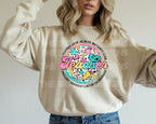 "Teacher love inspire motivate sweatshirt on beige background"