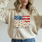This daisy American flag tee is the perfect blend of soft and strong. Show your gratitude this 4th of July with a shirt that says it all — “Land of the Free, Because of the Brave.”
Available as a tee, sweatshirt, or DTF transfer.