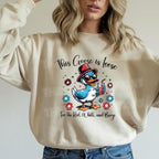 Let the festivities fly with this hilarious “This Goose is Loose for the Red, White, and Booze” DTF Transfer! Featuring a party-ready goose in sunglasses and a top hat sipping a red drink, it’s perfect for making standout shirts this July 4th, Memorial Day, or any red, white, and boozy occasion.