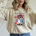 Get your customers or your craft game ready for summer with this hilarious DTF transfer! The “This Goose is Loose – For the Red, White & Booze!” design features a quirky blue goose in a red hat and sunglasses, surrounded by patriotic florals. It’s perfect for July 4th, summer BBQs, and lake parties!