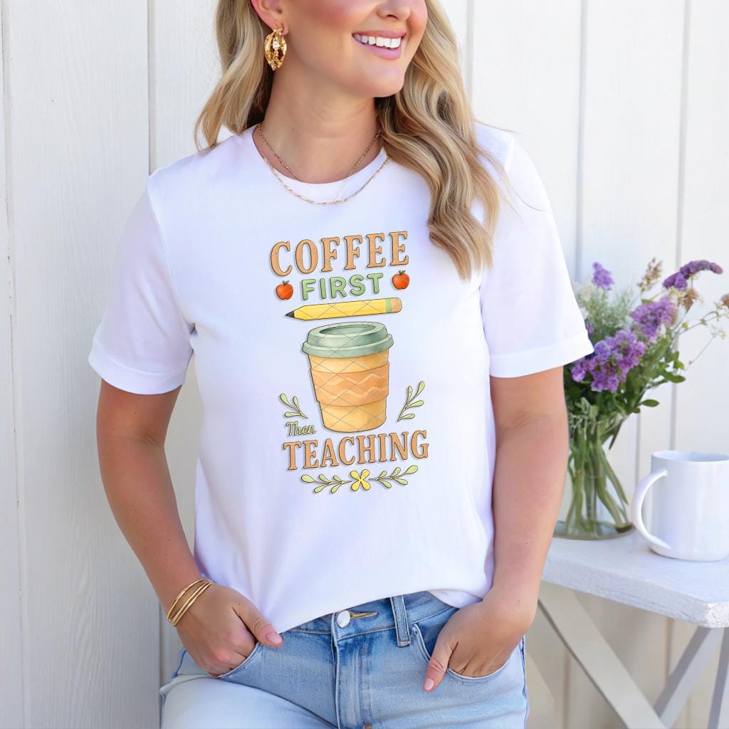 Cute Coffee Teacher Shirt Design for Sublimation
