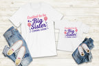 Digital PNG design featuring 'Excited to Be Big Sister Coming Soon' with pink balloons and stars, perfect for sibling pregnancy announcements.