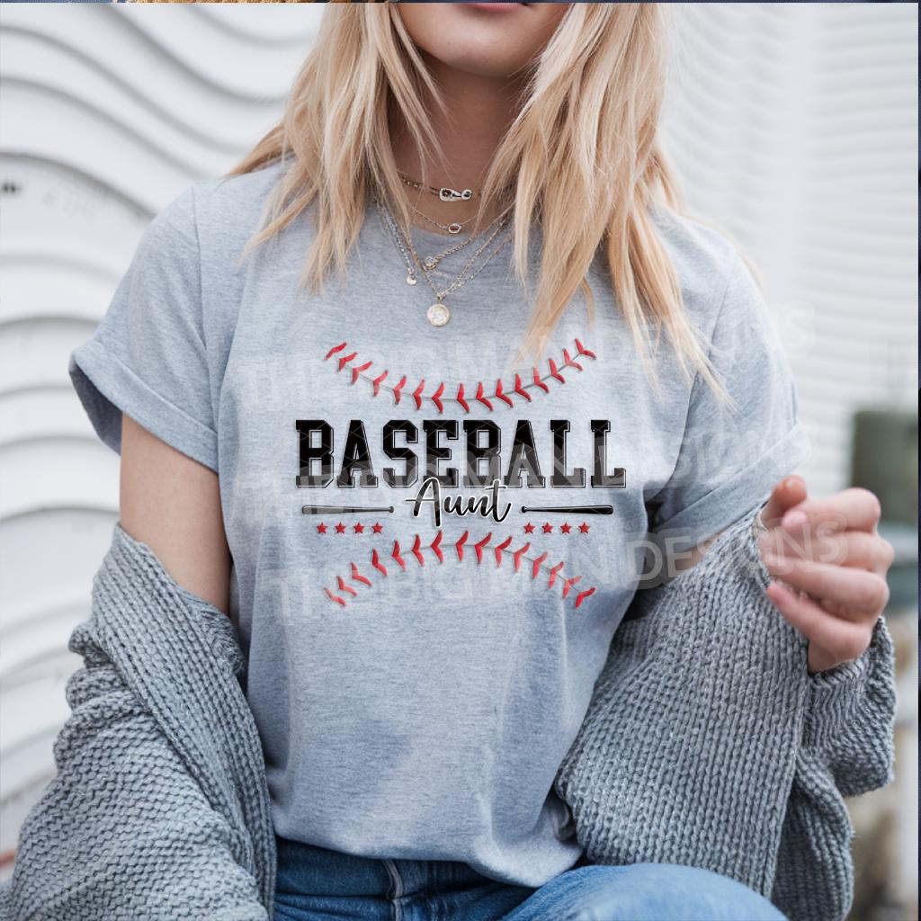 Baseball Aunt DTF Transfer | Vintage Game Day Shirt