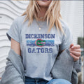 Dickinson Gators classic shirt on woman – grey tee styled with cardigan