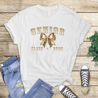 Make a stylish senior statement with this Senior Class of 2025 Leopard Bow DTF Transfer! Featuring a glam varsity font and trendy animal print bow, this ready-to-press transfer is perfect for t-shirts, sweatshirts, and graduation gifts for the girly grad.