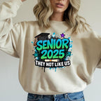 Make a statement with this edgy Senior 2025 – They Not Like Us DTF Transfer! Designed in graffiti-style font with stars, diploma, and graduation cap, this heat transfer is perfect for standout seniors who walk their own path.