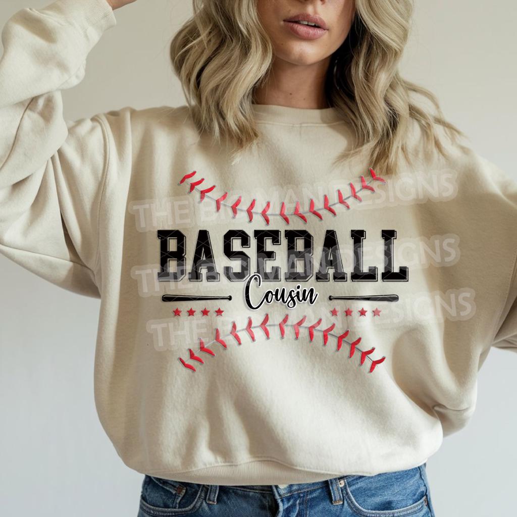 Baseball Cousin DTF Transfer | Vintage Style, Ready to Press