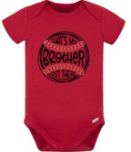 That's my Brother baseball onesie on red