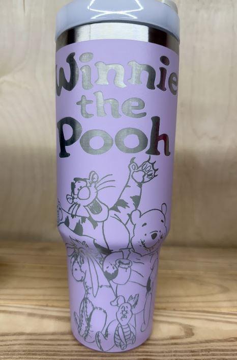 Design on lilac 40 oz tumbler with steel design