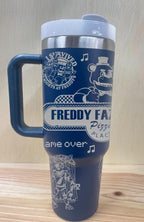 Five Nights at Freddy's 40 oz laser engraved blue tumbler