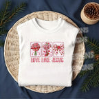 Love Like Jesus religious Valentine heat transfer design on folded shirt mockup