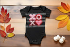 XOXO Faux Latch Hook Onesie | Fuzzy DTF Design in Pink, Red & White!