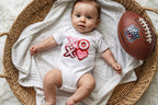 XOXO Faux Latch Hook Onesie | Fuzzy DTF Design in Pink, Red & White!