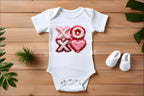 XOXO Faux Latch Hook Onesie | Fuzzy DTF Design in Pink, Red & White!
