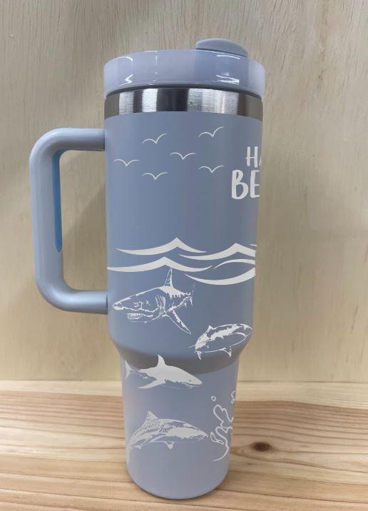 Jaws Shark Beach Personalized 40 oz Stainless Steel Tumbler