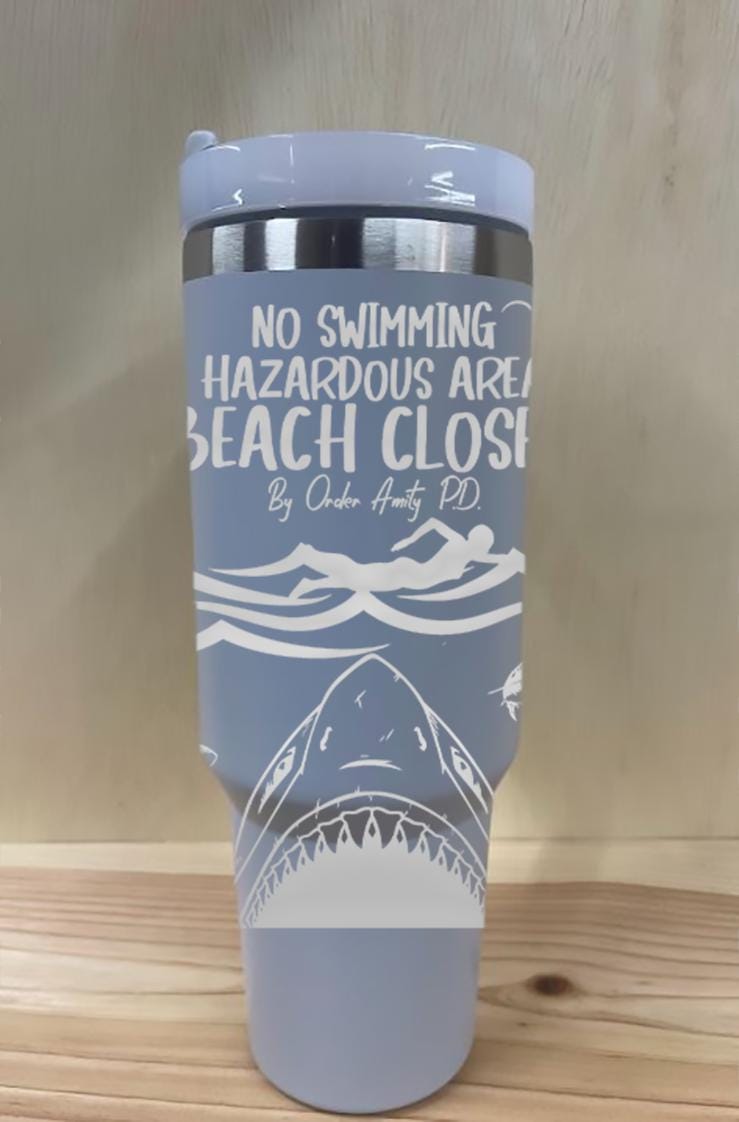 Jaws Shark Beach Personalized 40 oz Stainless Steel Tumbler