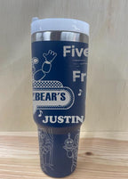 Five Nights at Freddy's 40 oz laser engraved blue tumbler