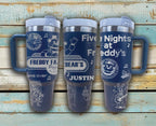 Five Nights at Freddy's 40 oz laser engraved blue tumbler- all 3 sides