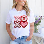 Valentine XOXO heart DTF transfer on white t-shirt boutique style heat press design mockup